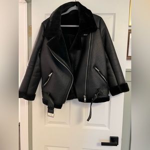 Black Shearling Moto Jacket